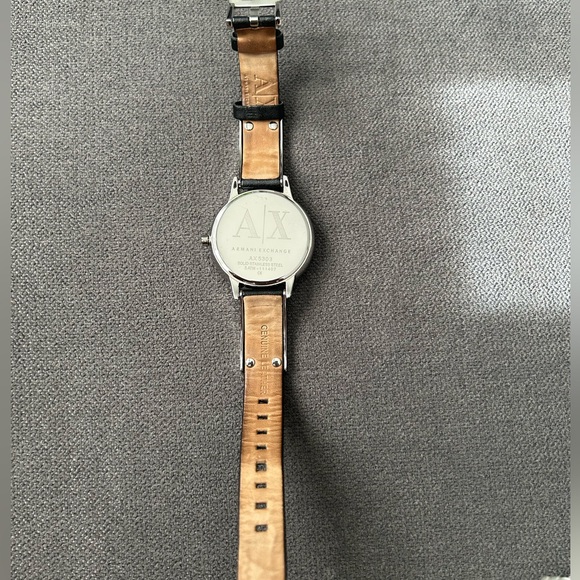 Armani Exchange Black Band Genuine Leather Stainless Steel watch - Picture 3 of 3